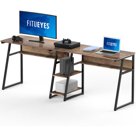 main image of "FITUEYES Computer Desk for Two Person Wood with Storage Double Workstation Table for Home Office 206x50,5x75cm Matchwood CD120601MG"