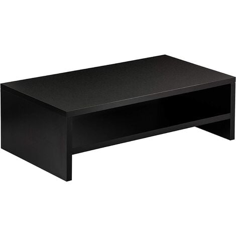 Decoways - Meuble TV/réhausseur moniteur noir 110x30x13 cm verre