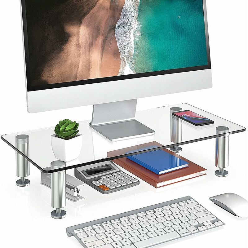 Rehausseur d'écran - pour pc ou laptop - 60x8,5x30 cm - bambou