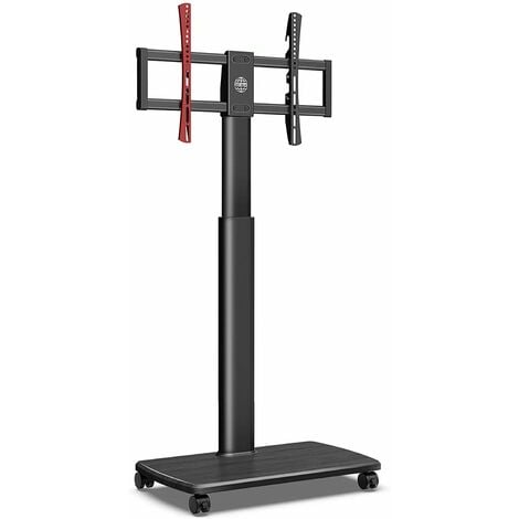 FITUEYES Bodenstnder Rollbar mit Holzablage TV Standfu TV Stnder Fernsehstand mit Rollen hhenverstellbar schwenkbar f¨¹r 32 bis 65 Zoll Flachbildschirm bis zu 40kg. Max. VESA. 400600