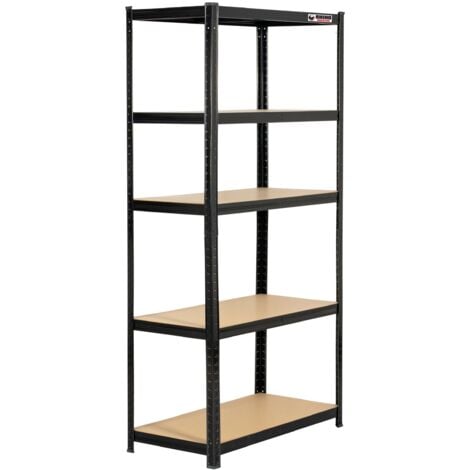 Five Bay Rhino Racking 5-Tier Garage Shelving Unit 180x90x45cm Black 200kg per tier