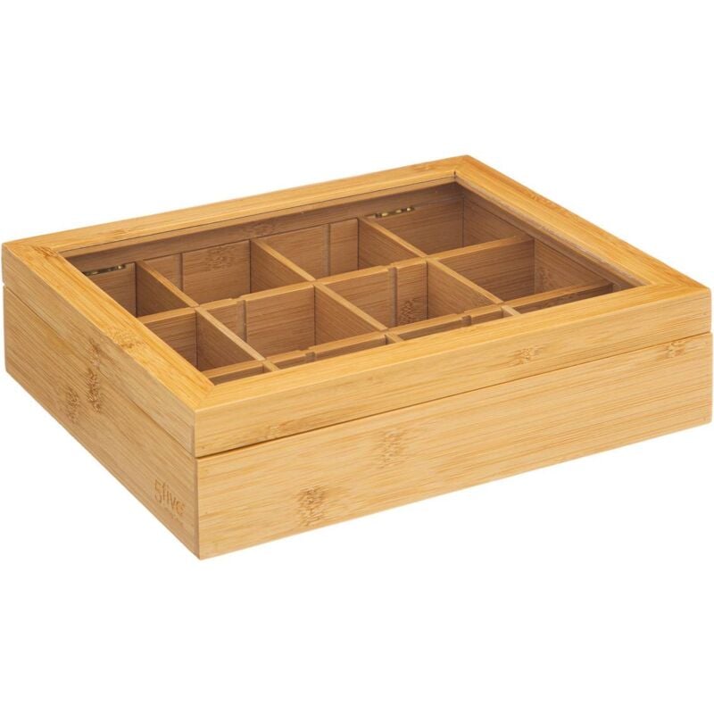Boîte à thé en Bambou 12 compartiments amovibles - Five