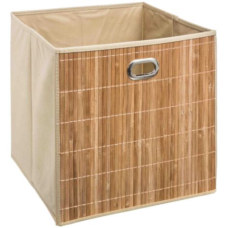 Five - Boite de rangement en Bambou et Tissu 31 x 31 cm - Marron