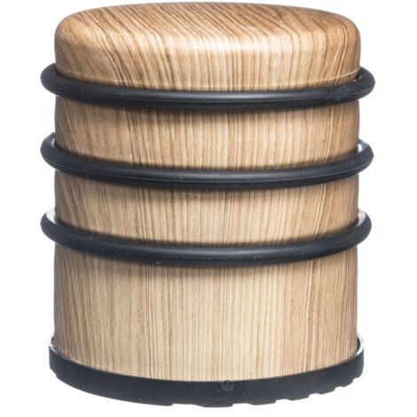 Five – Butoir de porte en plastique et métal – Effet bois naturel – Dimensions 7x7,8cm – Poids 0,85kg – Installation sans outil