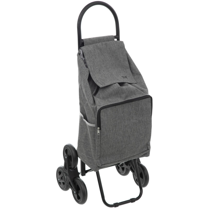 Chariot de courses à 6 roues avec poche isotherme - 51L - Gris - h 99 x l 43 x p 36 cm - Livraison gratuite