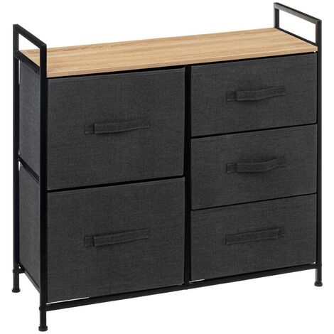 Five – Commode 5 tiroirs en tissu gris anthracite – Dimensions L 83 x P 29 x H 77 cm – Métal et MDF – Rangement moderne pour bureau et dressing - 5five