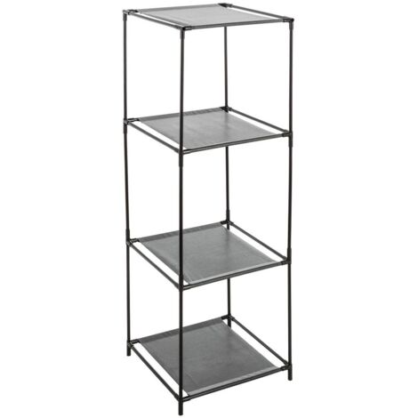 Five – Cube de rangement 3 casiers – Acier et polypropylène – Dimensions 34x34x98 cm – Couleur noire – Meuble moderne pour salon et bureau - 5five