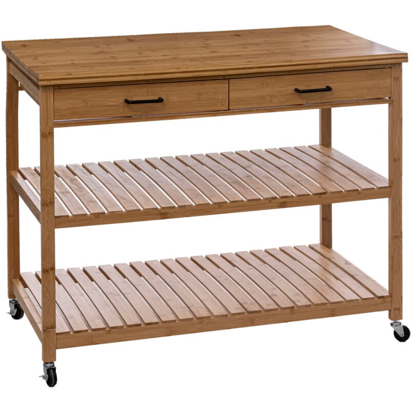 5five Simply Smart - lot de cuisine sur roulettes, bambou, 108 x 60 x 90 cm