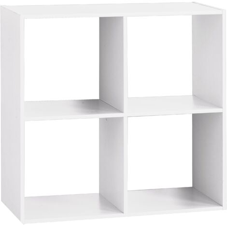 Five – Etagère en bois blanc 4 cases 67,6x32x67,6 cm – Panneau à particules – Design modulable pour rangement personnalisé
