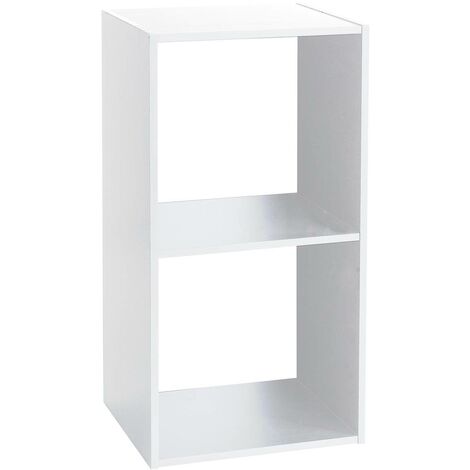 Five – Étagère enfant en bois 2 étagères – Dimensions L. 34,5 x P. 32 x H. 67,5 cm – Panneau de particules blanc – Conception modulaire