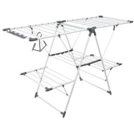 Five – Étendoir à linge pliant 24m – Structure renforcée – Pieds antidérapants – Pliable pour gain de place – Accessoires inclus - 5five