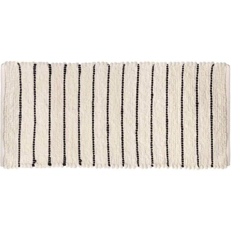 Tapis de salle de bain à rayures tuftées Blanc 50x120 cm