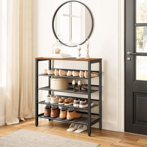 Five-layer Wire Mesh Shelf Simple Shoe Rack 73cm W x 29.5cm D x 67.5cm H