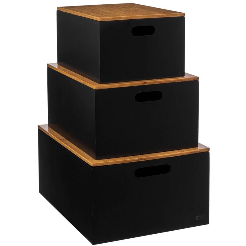 3 boîtes couvercle bava noir bambou - 5five