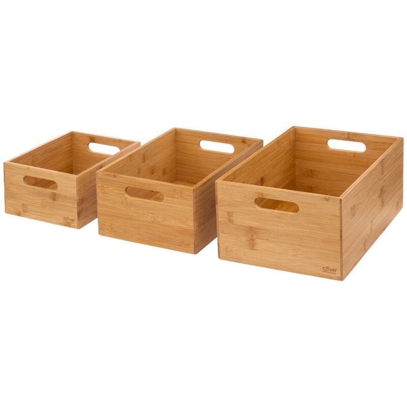 3 paniers rectangulaire angle bambou - 5five