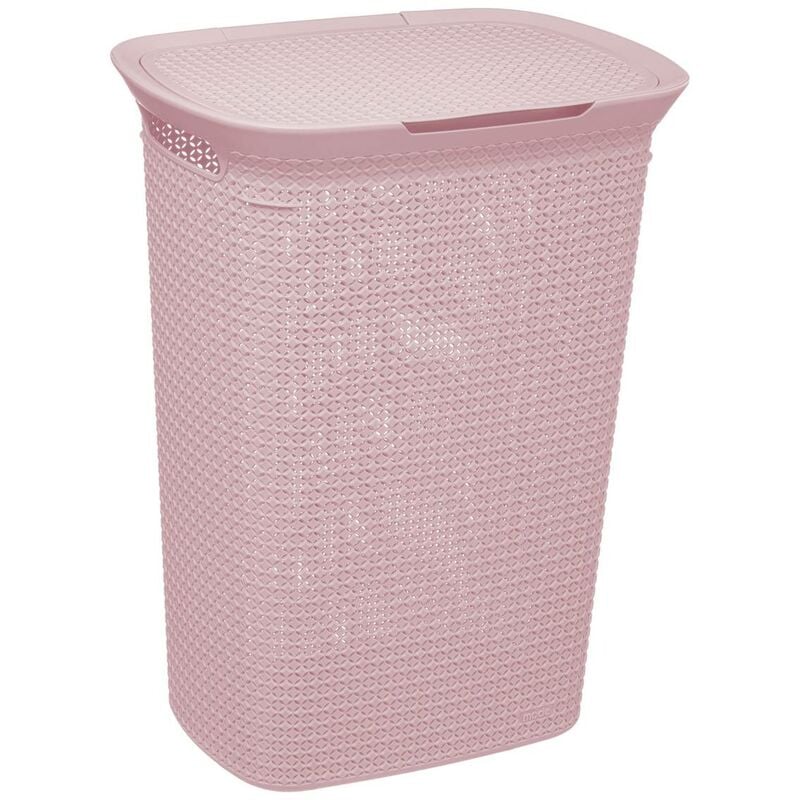 Panier à linge plastique 57l scandinave rose - 5five