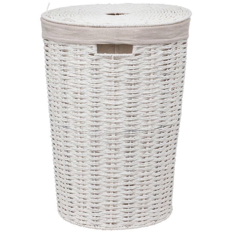 Panier à linge 40L Blanc tressé d 32 x h 58 cm - Five