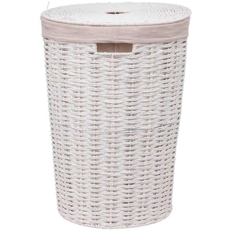 5five Simply Smart - Panier à linge 40L Blanc tressé d 32 x h 58 cm - Five