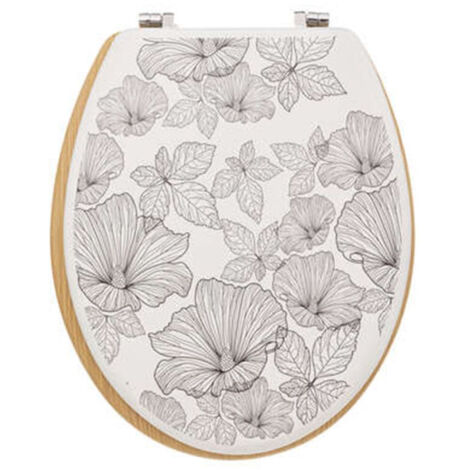Five Simply Smart – Abattant WC imprimé Blackflora 42cm – MDF et zinc – Fixation rapide – Design moderne pour salle de bain