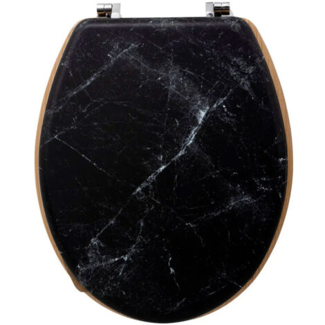 Five Simply Smart – Abattant WC noir effet marbre 42cm – MDF durable – Installation facile – Pour salle de bain moderne