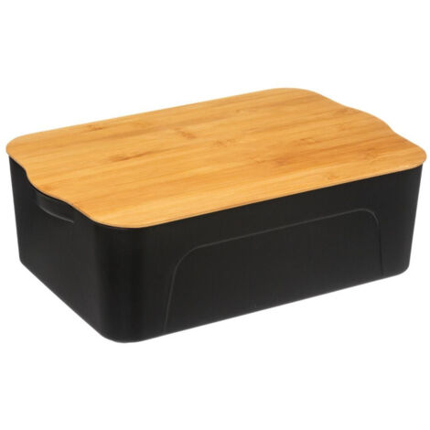Five Simply Smart – Boîte de rangement 13L en bambou et polypropylène – Dimensions L. 44 x l. 29 x H. 14 cm – Couleur noir et naturel