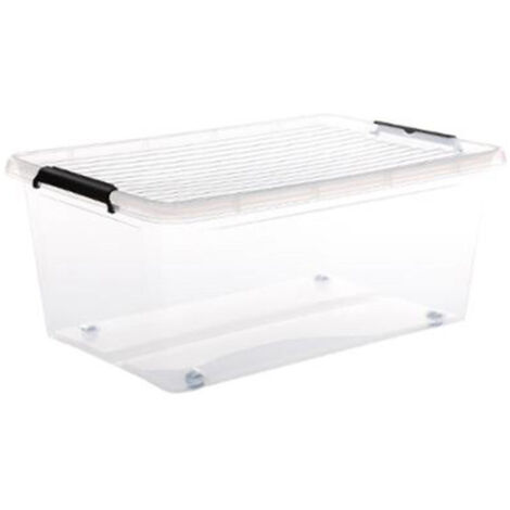 Five Simply Smart – Boîte de rangement 40L en polypropylène transparent – Dimensions L. 58 x l. 39 x H. 25 cm – Fermeture à clip pour empilage facile