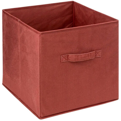 Five Simply Smart – Boîte de rangement carrée en velours terracotta 31x31cm – Polypropylène et polyester – Épaisseur 0,2cm – Collection Mix N Modul
