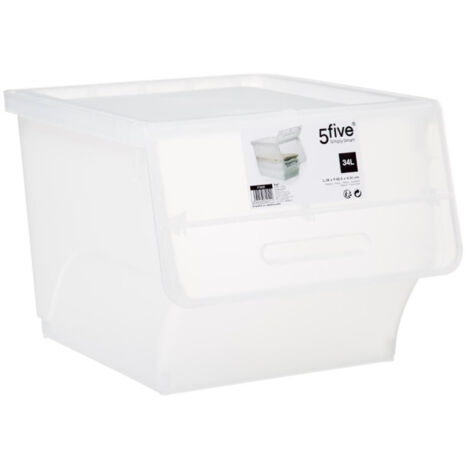 Five Simply Smart – Boîte de rangement transparente 34L – Dimensions L. 38 x l. 45,5 x H. 31 cm – Ouverture frontale – Polypropylène durable