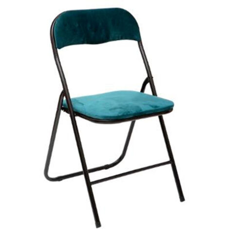 Five Simply Smart – Chaise pliante en velours bleu 79cm – Hauteur d'assise 43cm – Design élégant pour espaces modernes – Poids léger 3,3kg