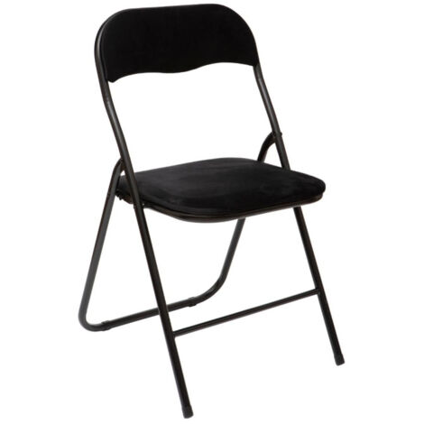 Five Simply Smart – Chaise pliante en velours noir 79cm – Hauteur d'assise 43cm – Confort optimal et design raffiné – Facile d'entretien