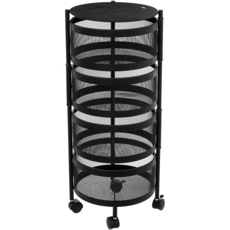 five simply smart - FIVE-181832 Meuble de cuisine avec 4 paniers pivotants sur roulettes, métal noir, hauteur 76 cm