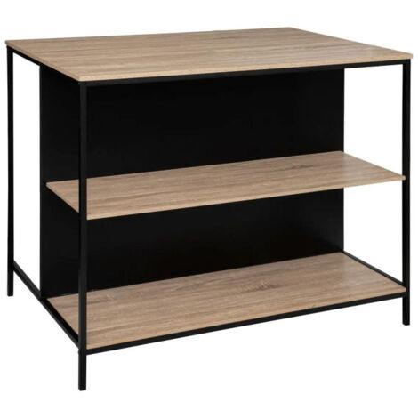 Five Simply Smart – Ilot de cuisine 115cm – Panneaux agglomérés naturel et noir – Plan de travail 1,5cm – Charge maximale 30kg – Poids 27,2kg