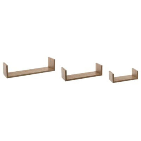 Five Simply Smart – Lot de 3 étagères murales 42cm en MDF chêne naturel – Dimensions variées pour rangement décoratif – Installation facile avec notice incluse