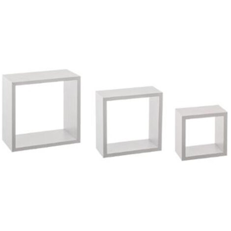 Five Simply Smart – Lot de 3 étagères murales 'Cube' 25cm – MDF blanc – Montage facile – Dimensions variées pour optimisation d'espace