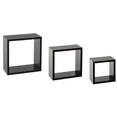 Five Simply Smart – Lot de 3 étagères murales 'Cube' 25cm noir – MDF pour objets décoratifs – Installation facile avec notice – Charge maximale 1,8 kg