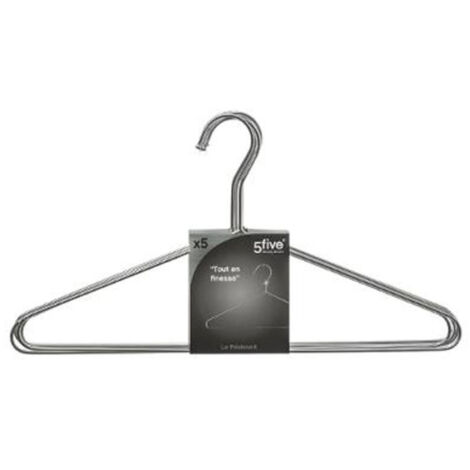 Five Simply Smart – Lot de 5 cintres en métal 40cm chrome – Finition élégante – Robuste et durable pour rangement vêtements – Idéal pour penderie