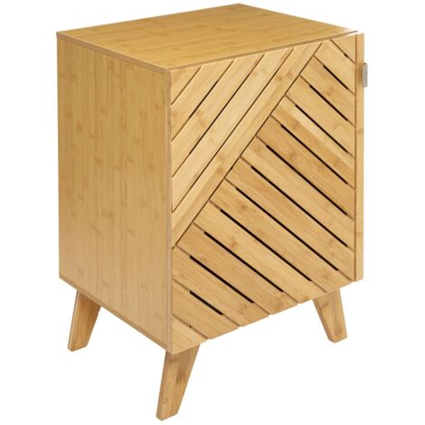 Five Simply Smart – Meuble de salle de bain en bambou 1 porte réversible – Dimensions 45x38x70 cm – Résistant à l'humidité – À monter soi-même