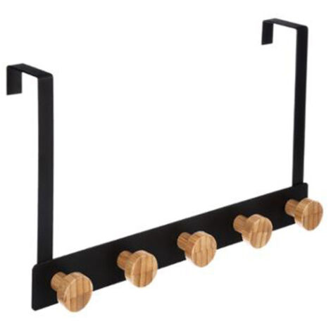Five Simply Smart – Patère en métal et bambou 5 têtes 20cm noir – Accroche solide pour murs – Design moderne pour décoration intérieure