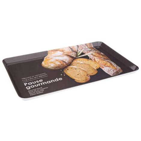 Five Simply Smart – Plateau de service mélaminé noir 45cm – Rectangulaire – Motif imprimé élégant – Accessoire pour repas