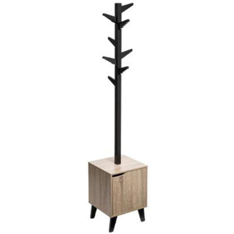 Five Simply Smart – Porte-manteaux 8 têtes avec casier de rangement – MDF et bois pin – Dimensions L. 34,5 x l. 32 x H. 168,5 cm – Charge maximale 7 kg
