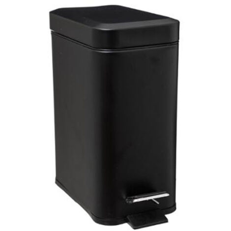 Five Simply Smart – Poubelle de salle de bain 5L en métal noir – Dimensions L. 14,5 x P. 28,2 x H. 30,5 cm – Seau amovible – Finition mate