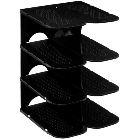 Five Simply Smart – Range-chaussures empilable 4 paires – Dimensions 26,5x24,5x37,8cm – Matière polypropylène – Couleur noir – Antidérapant