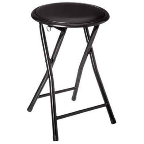 Five Simply Smart – Tabouret pliant noir 44cm – Acier et PVC – Design compact pour espaces réduits – Poids léger 1,35kg