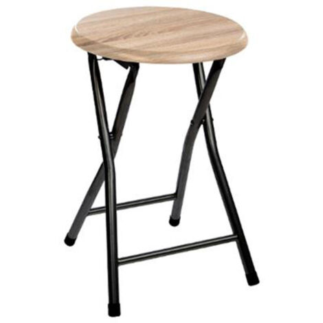 Five Simply Smart – Tabouret pliant utilitaire 46cm en MDF et métal – Design noir et naturel – Léger 1,7kg pour usage intérieur et extérieur