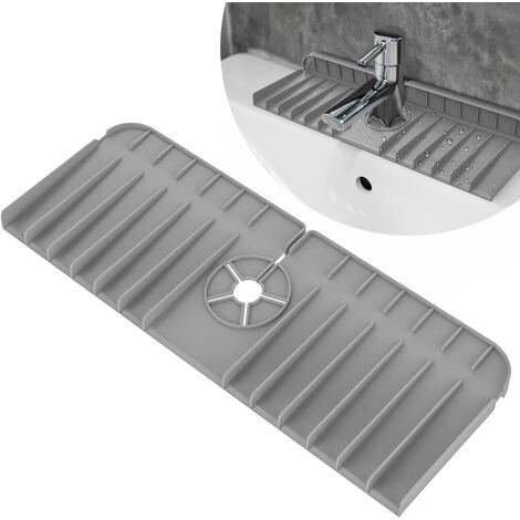 FiveHome - Alfombrilla de goteo de silicona para grifo - Protector contra salpicaduras de silicona - Alfombrilla de goteo para encimera de cocina y baño (gris)