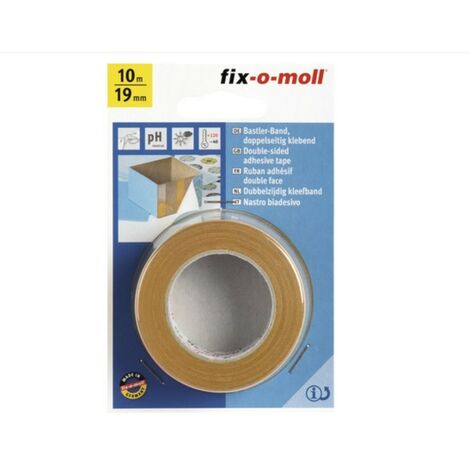 FIX-0-MOLL - 10mt x 19mm - NASTRO BIADESIVO TRASPARENTE - RESISTENTE AGLI STRAPPI