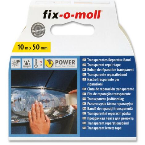 FIX-0-MOLL - 10mt x 50mm - NASTRO ADESIVO EXTRA FORTE PER RIPARAZIONI - COLORE TRASPARENTE