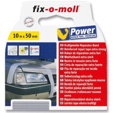FIX-0-MOLL - 10mt x 50mm - NASTRO ADESIVO IN TESSUTO EXTRA FORTE PER RIPARAZIONI - COLORE GRIGIO