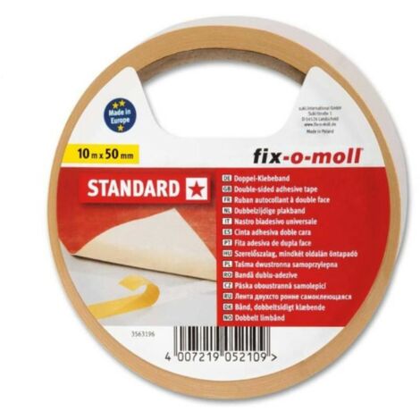 FIX-0-MOLL - 10mt x 50mm - NASTRO BIADESIVO STANDARD - PER USO QUOTIDIANO - RESISTENTE AGLI STRAPPI