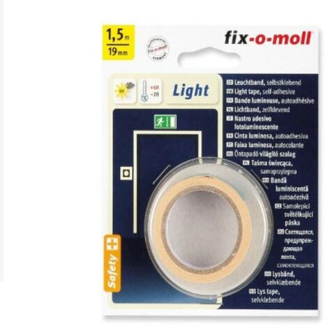 FIX-0-MOLL - 1,5mt x 19mm - NASTRO ADESIVO LEGGERO SEGNALETICO FOTOLUMINESCENTE - COLORE BIANCO